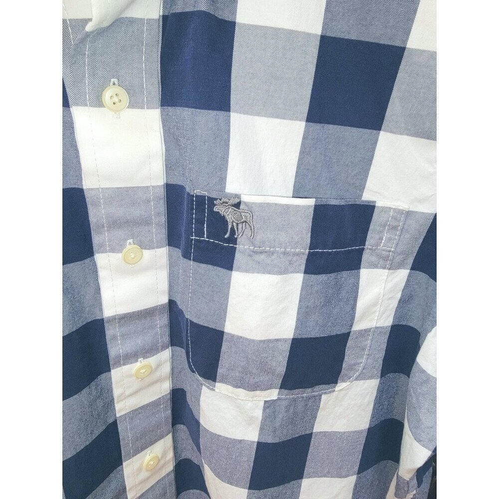 Abercrombie & Fitch Mens Muscle Fit Blue & White Plaid Button-Down Shirt L - Picture 3 of 5